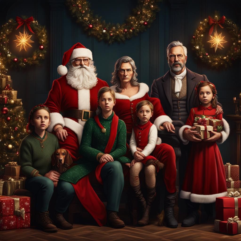 Unhappy Holiday Family in Vibrant, Dreamlike Splendor