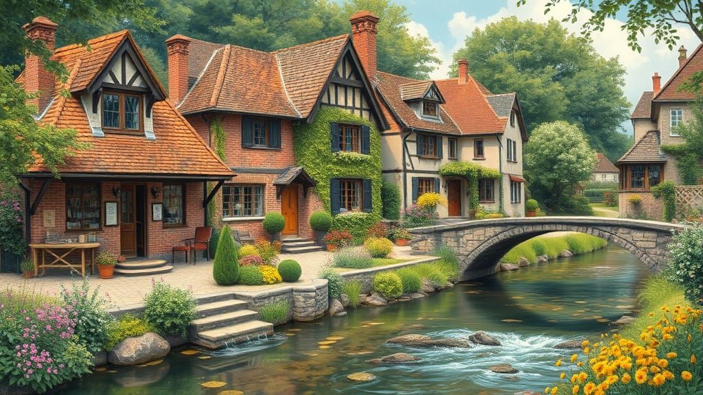 Charming Village Guesthouse in Impressionist Style