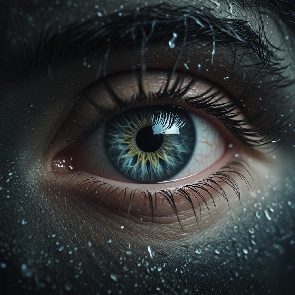 Macro Eye Art: Ocean Waves & Lightning Iris