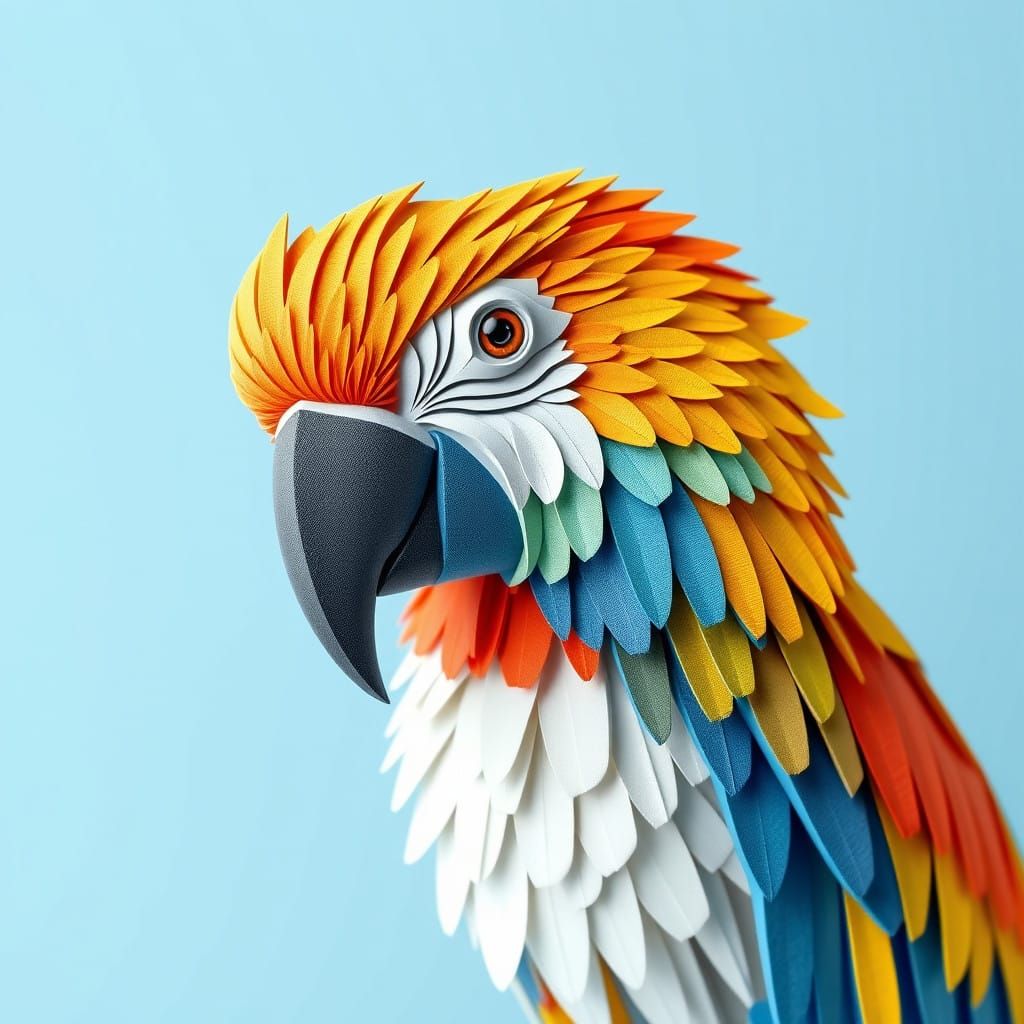 Vibrant Macaw Masterpiece in Tactile Style