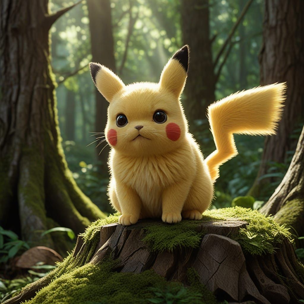 Whimsical Forest Encounter in Vibrant Digital Art