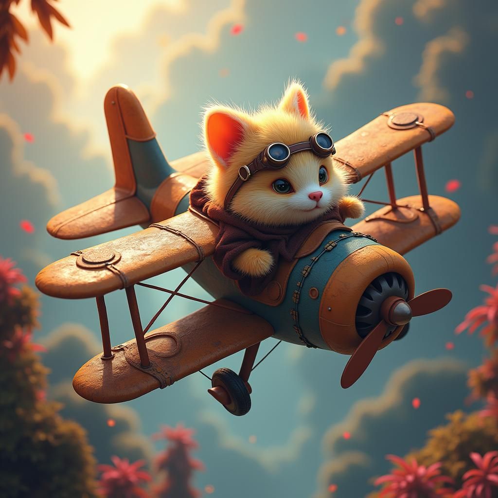 Chibi Monster Pilot in Steampunk Fantasy Realm