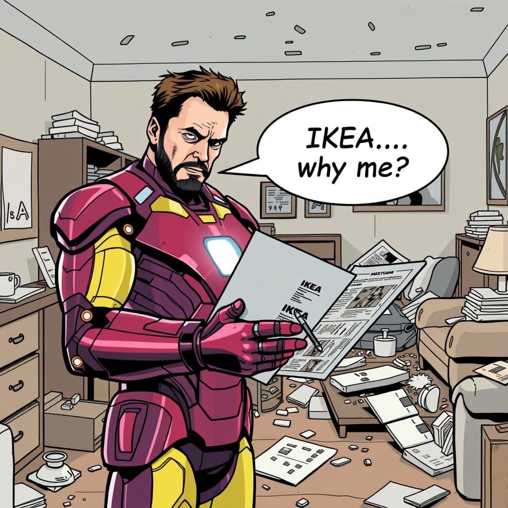Tony Stark Frustrated with IKEA Assembly