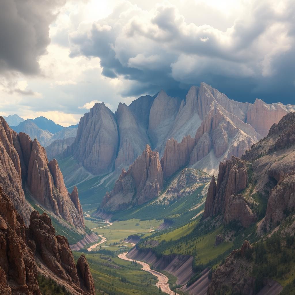 Sevier Orogeny Landscape with Storm Clouds