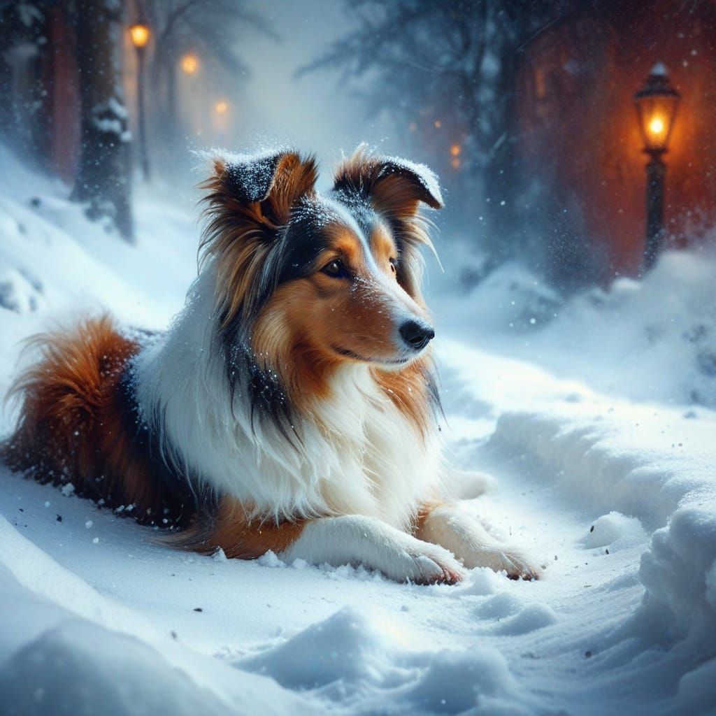 Sleek Sheltie in Australian Winter Wonderland