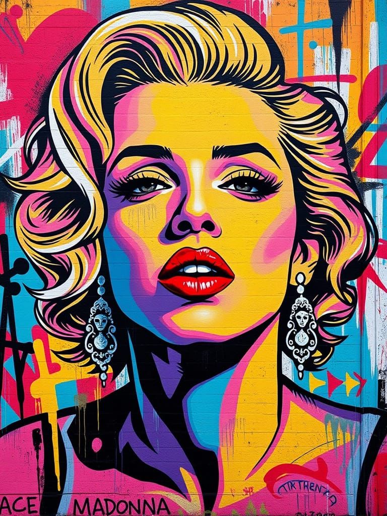 Madonna in Vibrant Graffiti Style