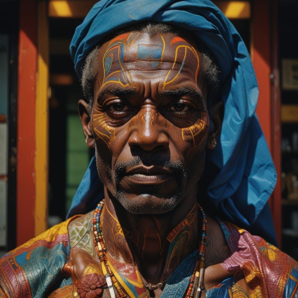 Vibrant Hyperrealistic Portrait in Triadic Colors