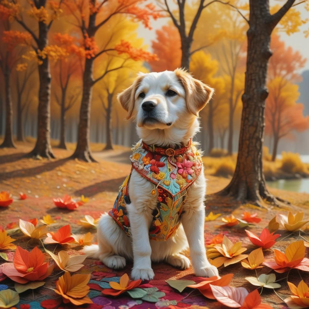 Textured Needlecraft with Blended Triadic Colors