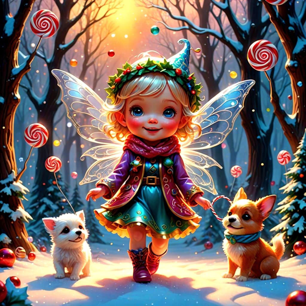 Enchanting Christmas Scene in Whimsical Candyland Style