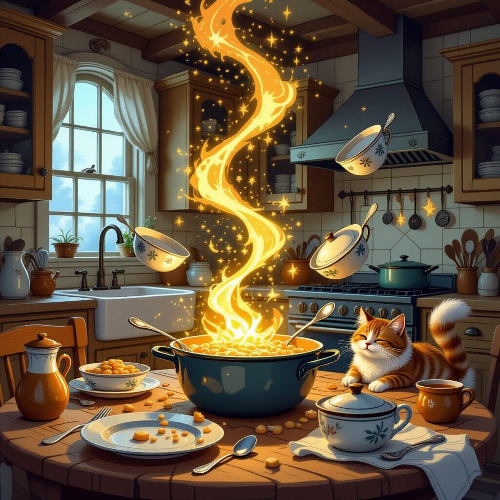 Whimsical Kitchen Dinner Prep with Magic Dust