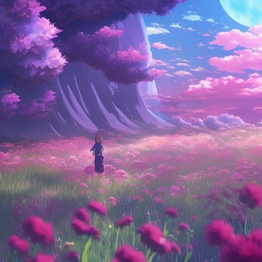 Flower Universe in Studio Ghibli Anime Style