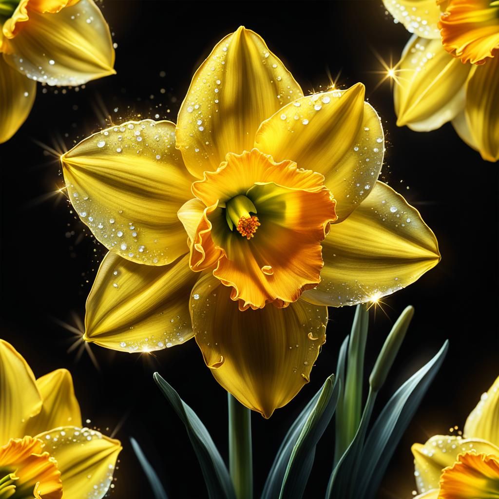 Glowing Daffodil in Hyperrealistic Concept Art