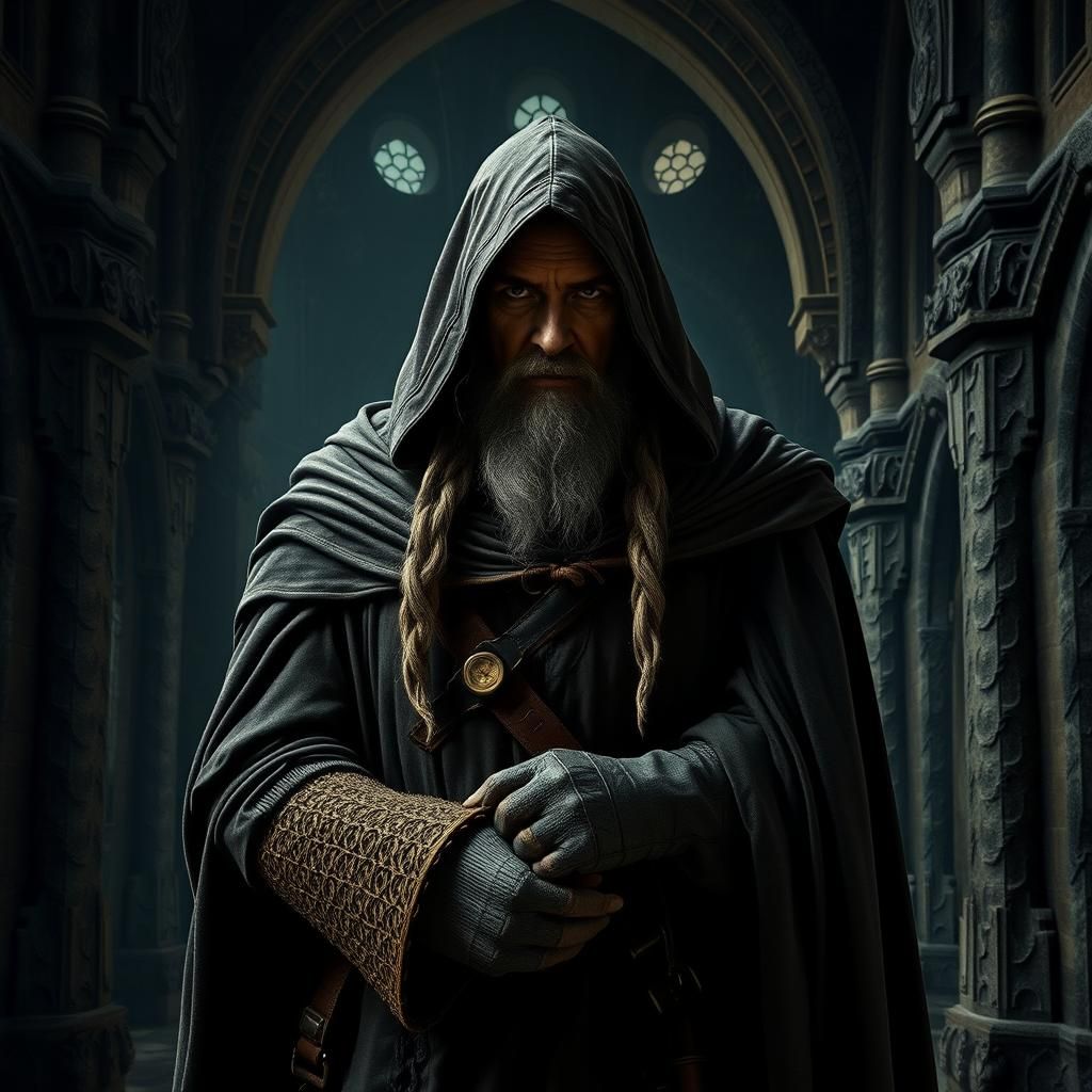 Treacherous Figure in Darkened Hall: Digital Art