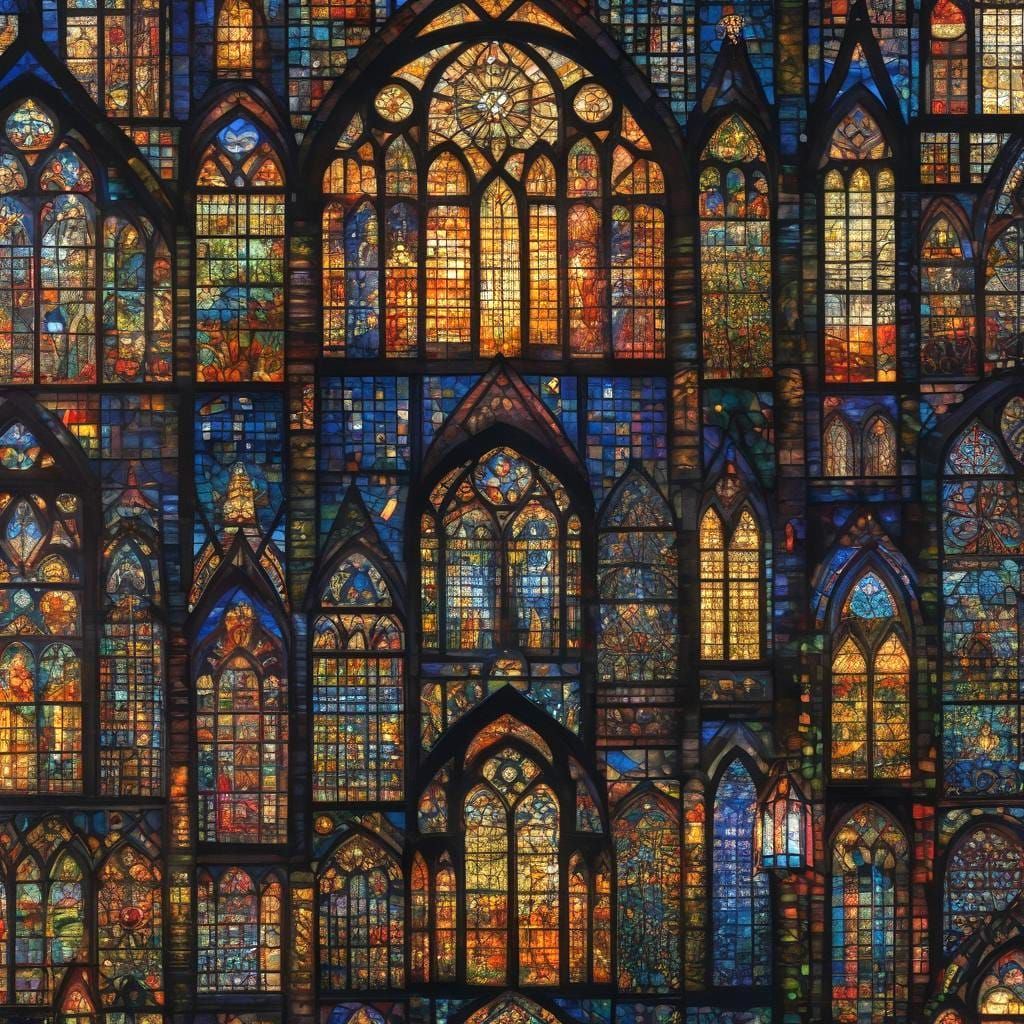 Majestic Glass Church in Stained Glass Style