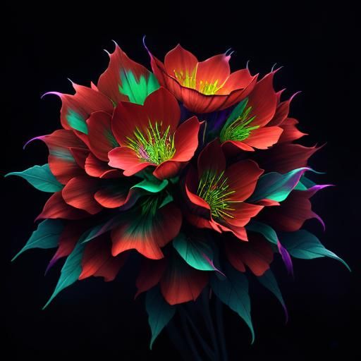 Surrealistic digital art. Macro photography. A hell flower b...