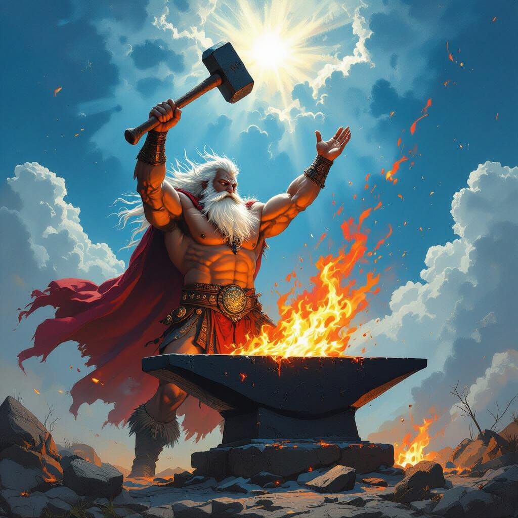 Svarog: Ancient God of Creation Forging Iron