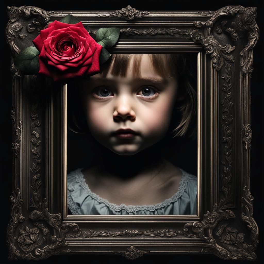 Fantasy Photo Frame with Girl and Rose