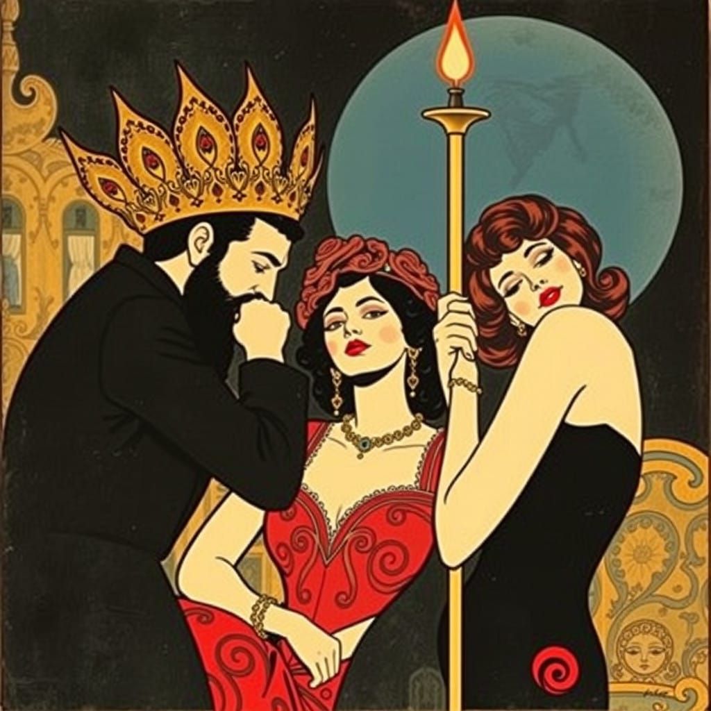 Art Nouveau and Street Art Mashup in Bold Colors