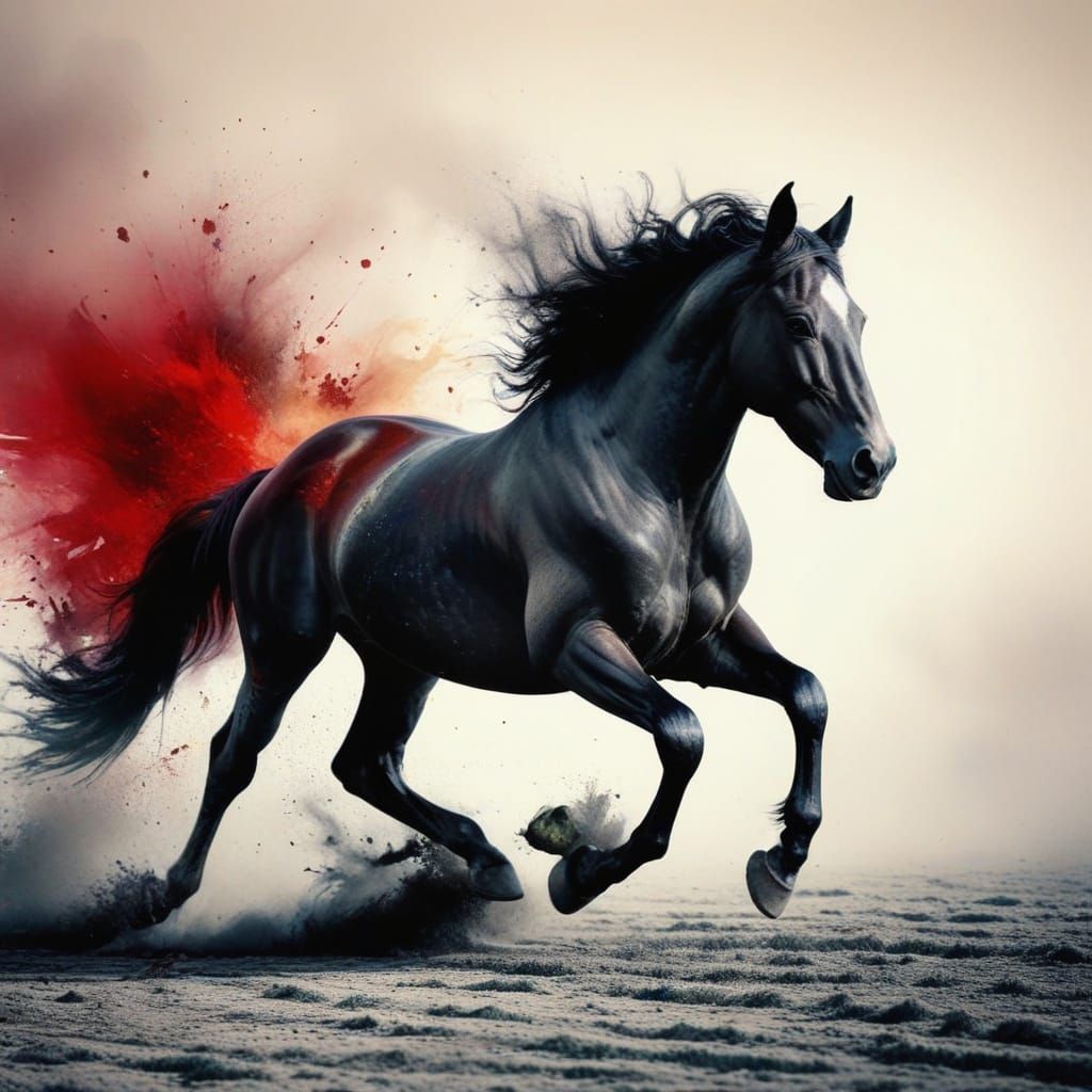 Horse in Full Gallop Amidst Autumn Splendor