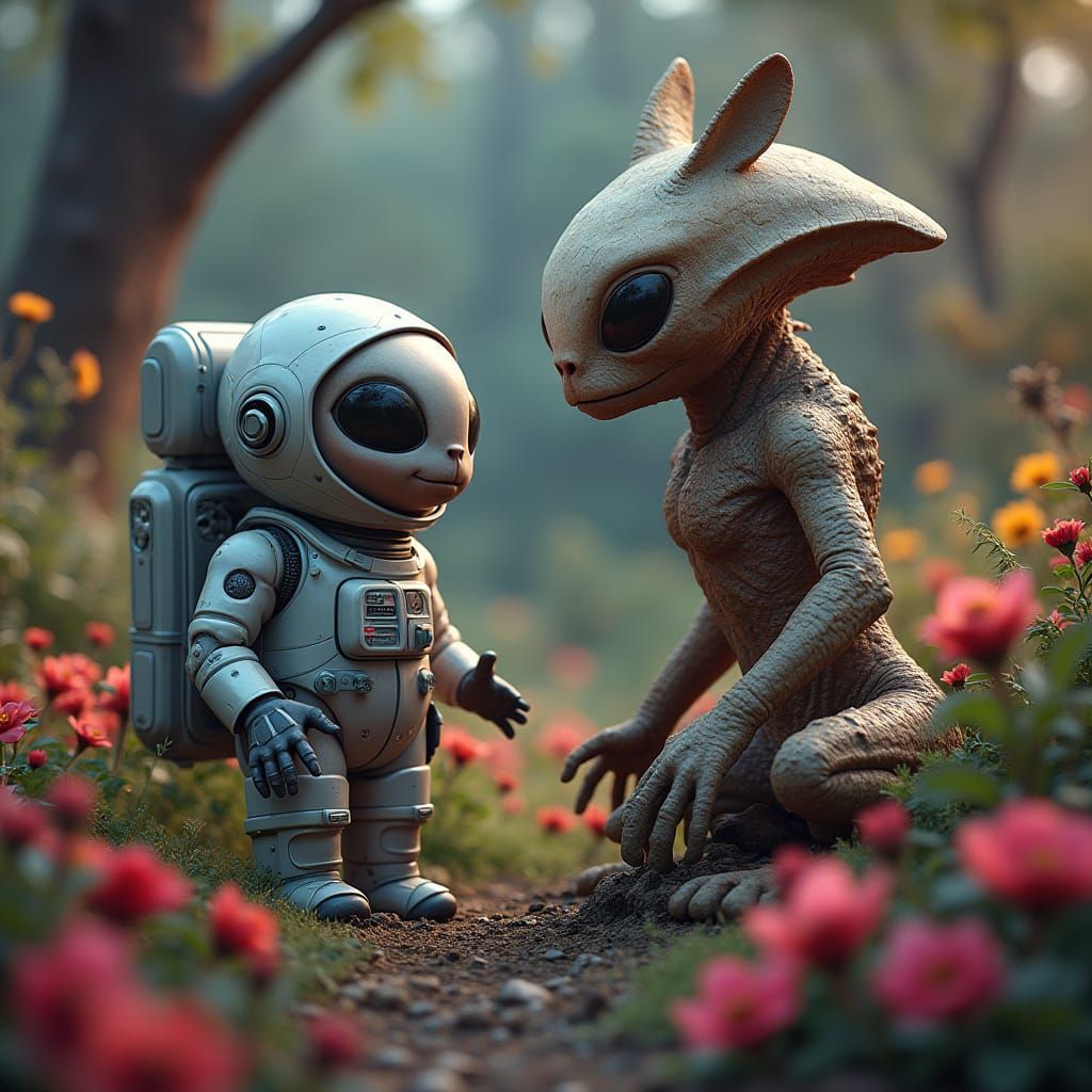 Cosmonaut's Interstellar Garden Encounter