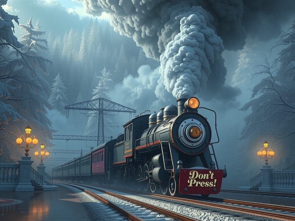 Majestic White Steam Train in Winter Wonderland
