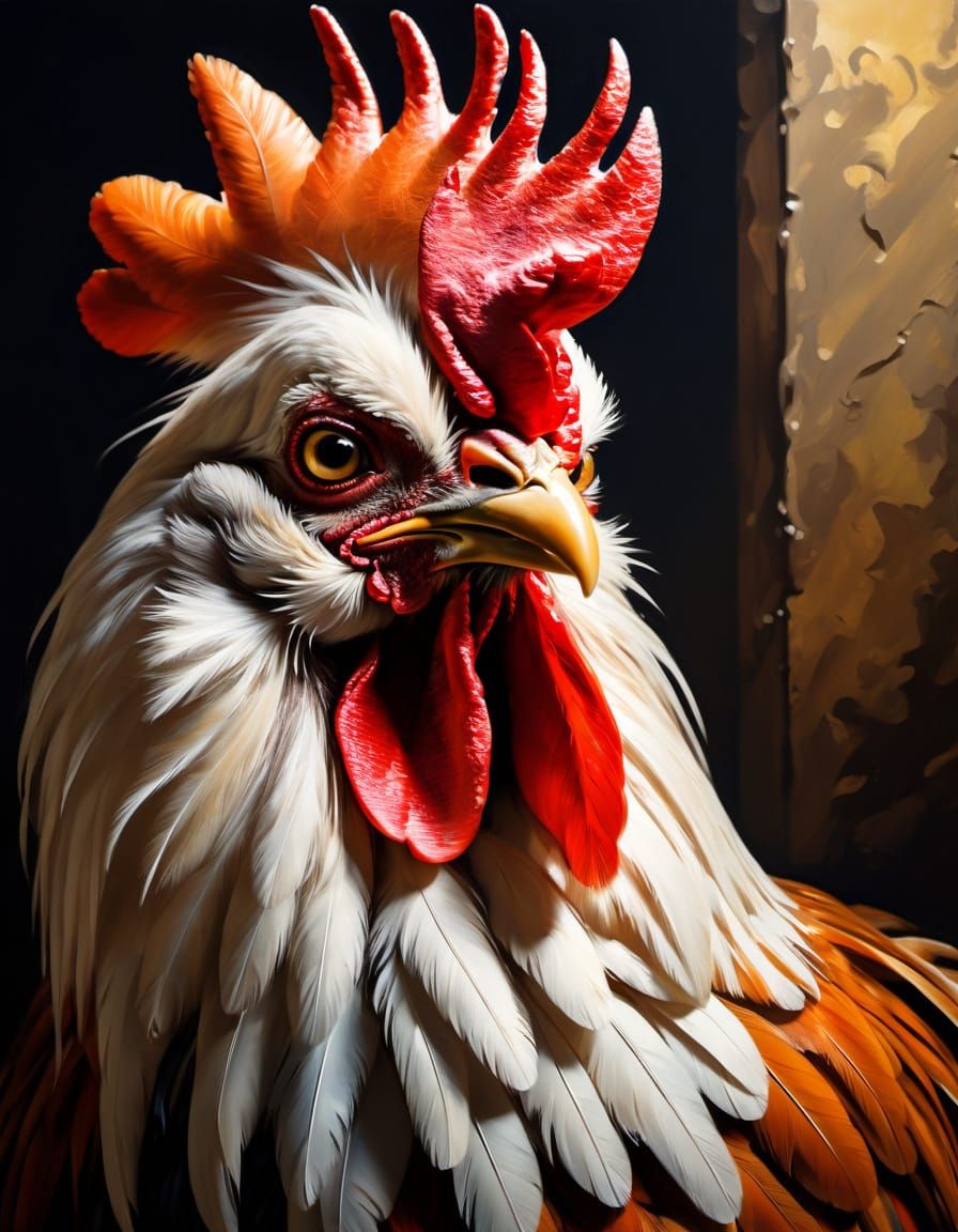 Baroque Rooster in Warm Golden Hues