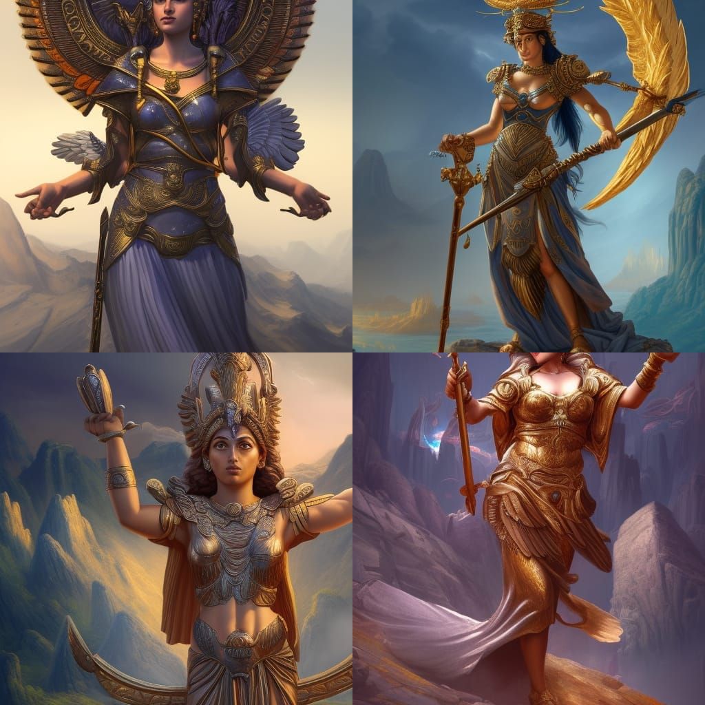 Athena: Goddess of Wisdom and War in Detailed Matte Painting