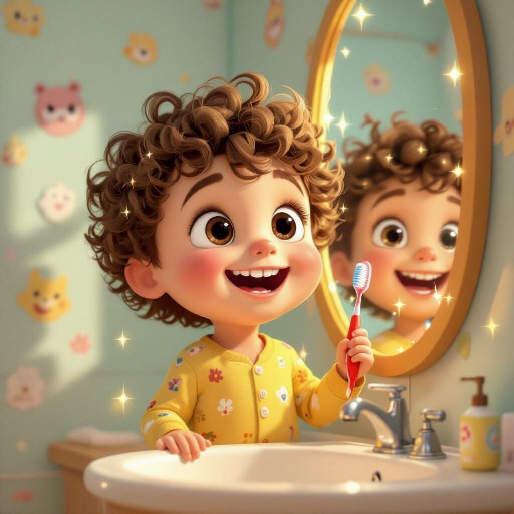 Toddler Brushing Teeth: 3D Cartoon Animation