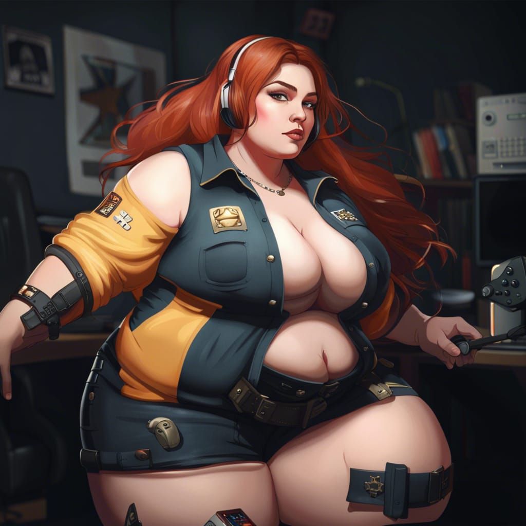 Plus Size Gamer Girl with Curvy Figure