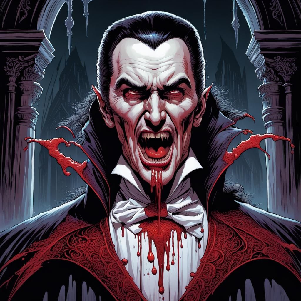 Horrific Count Dracula Comic Book Art