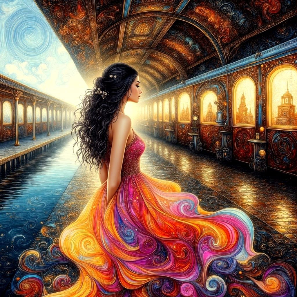 Impasto Painting of a Joyful Reunion