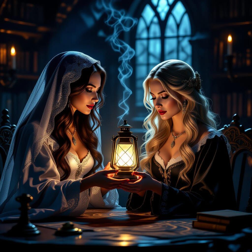 Fortune Teller Reveals Ghostly Visions in Candlelit Study