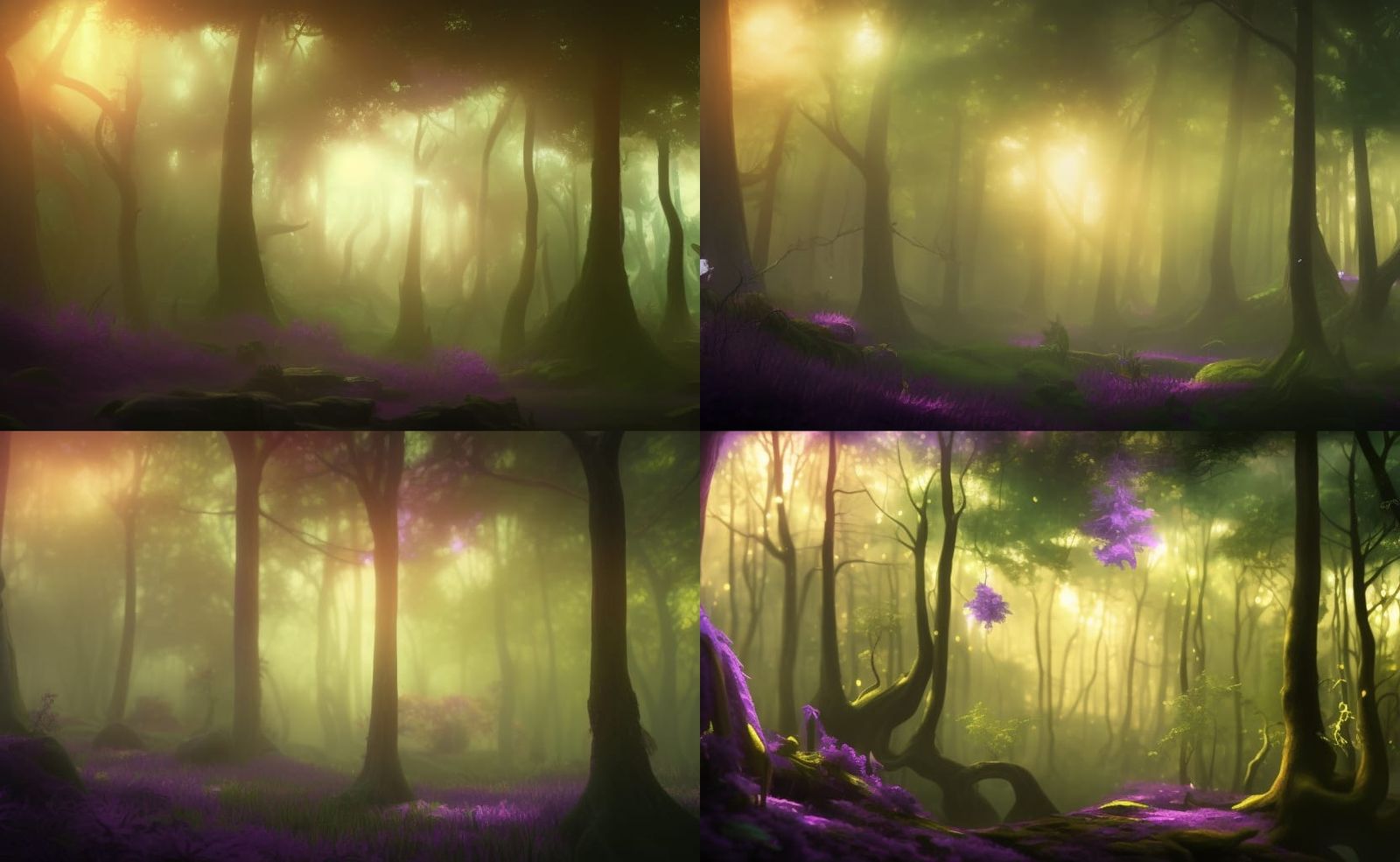 Magical Forest in Deep Purple: Fantasy Concept Art