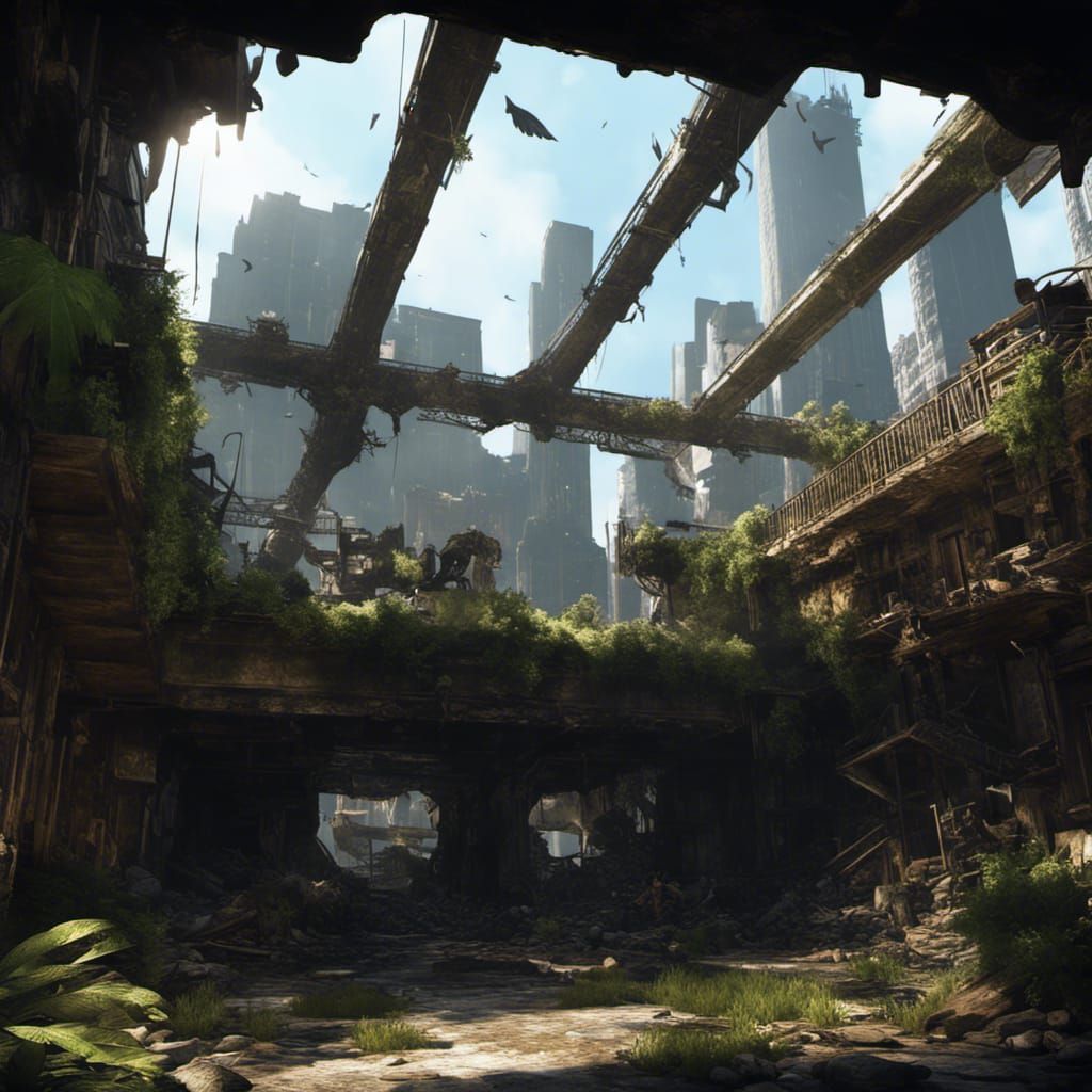 Pterodactyl Over Devastated Manhattan in Unreal Engine 5