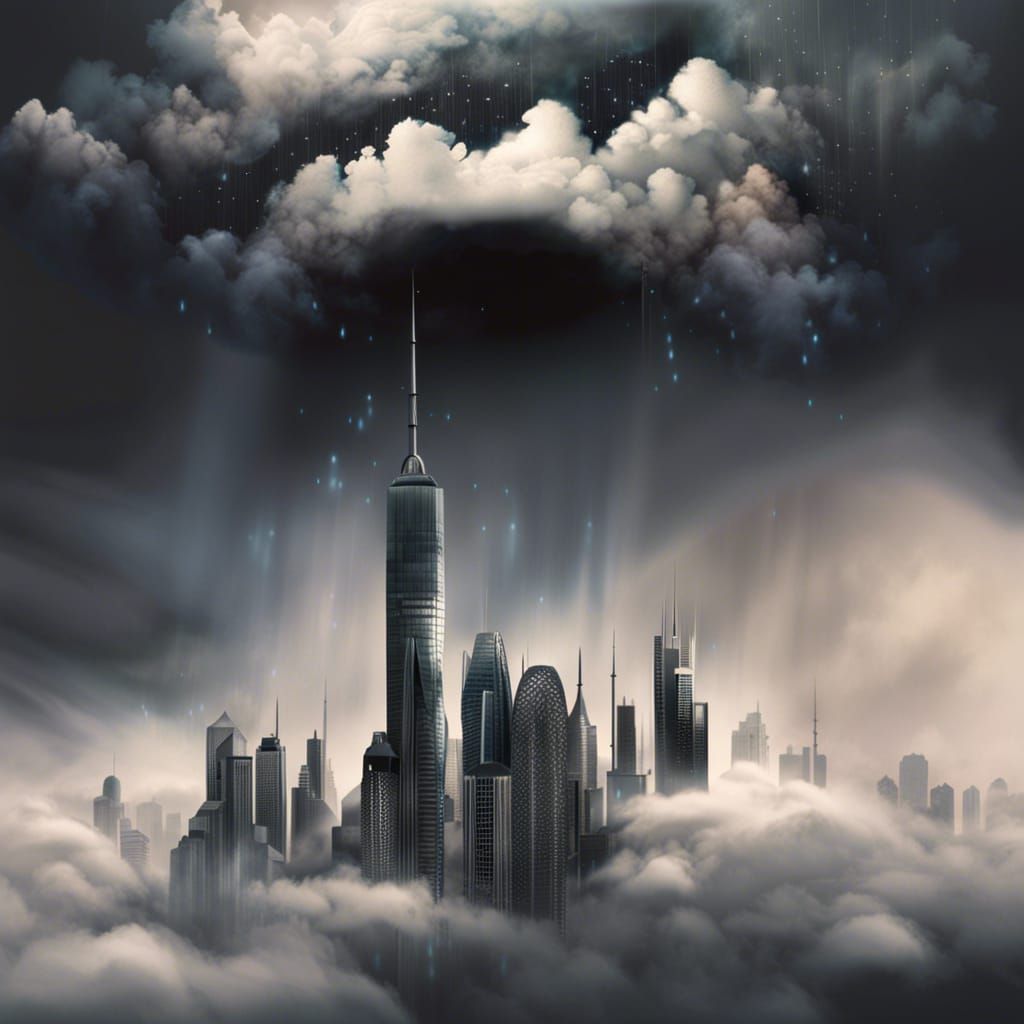 Landscape Face Over Futuristic Polluted City