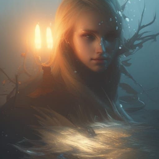 Fantasy Hunter with Blonde Hair, Hyperdetailed Art