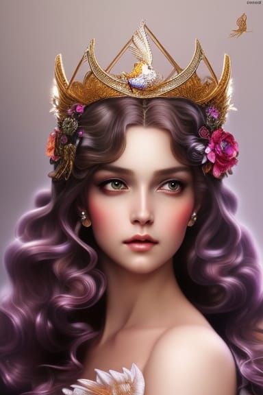 Fairy with Phoenix Portrait in Ethereal Lighting