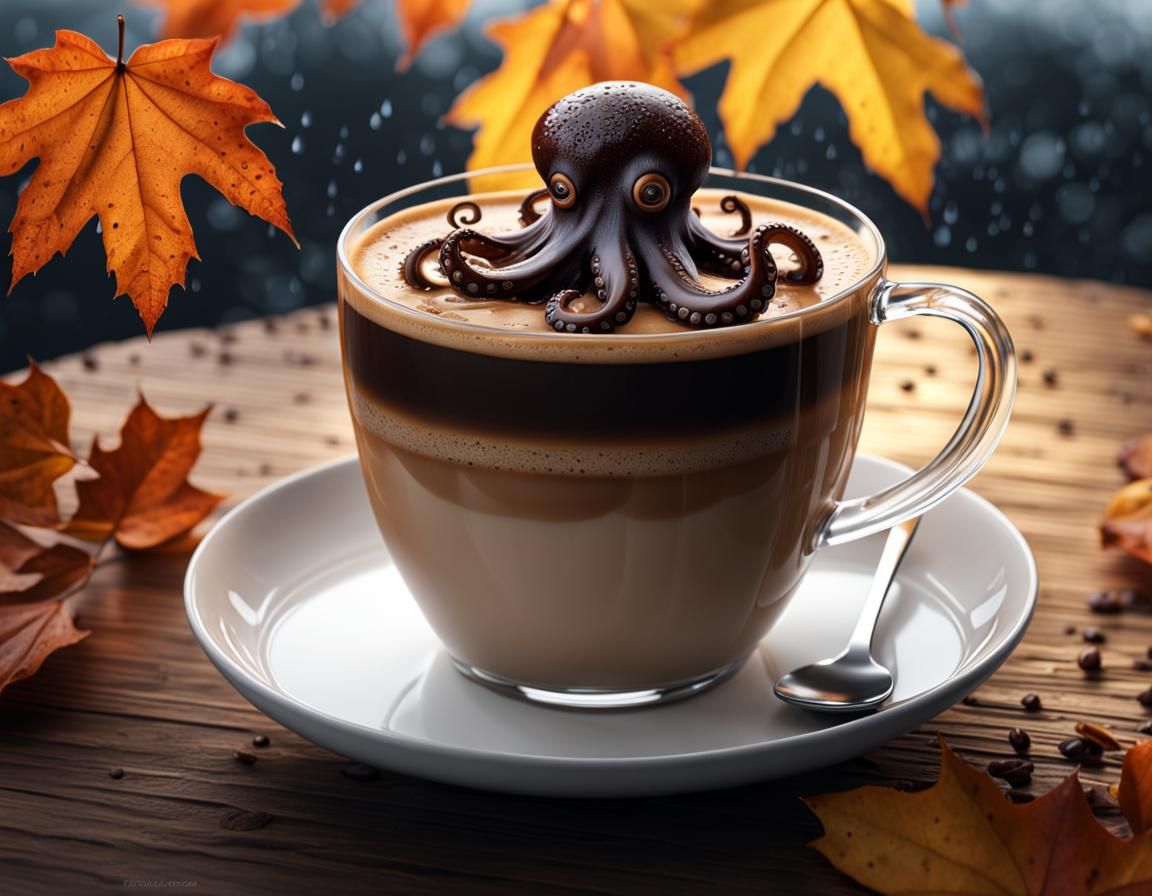 Octopus in Latte: Hyperdetailed 3D Digital Art