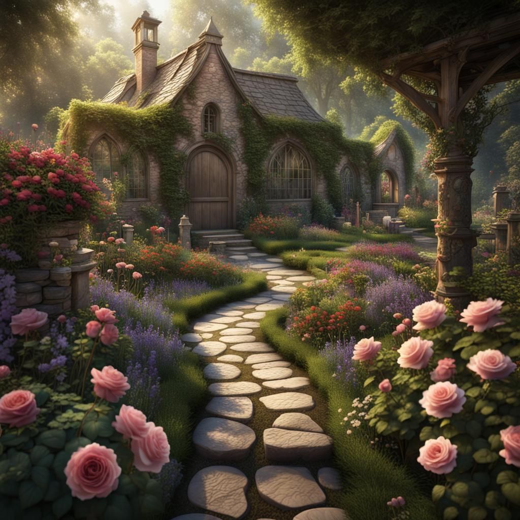 Hidden Garden Sanctuary with Winding Path