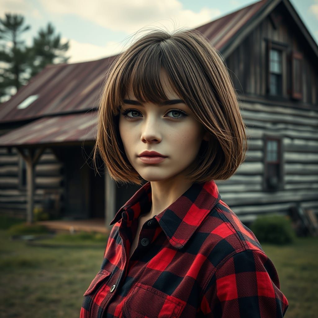 Serene Countryside Goddess in Cyberpunk Chic