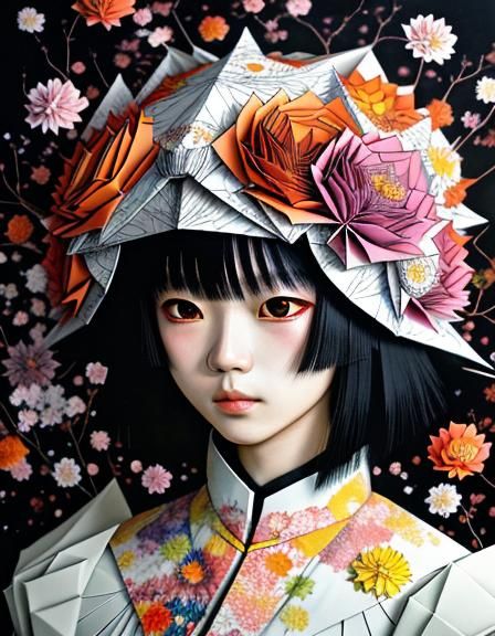 Surreal Paper Helmet Portrait in Oil