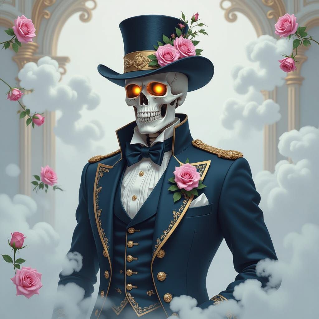 Regal Skeleton in Gothic Romantic Fashion