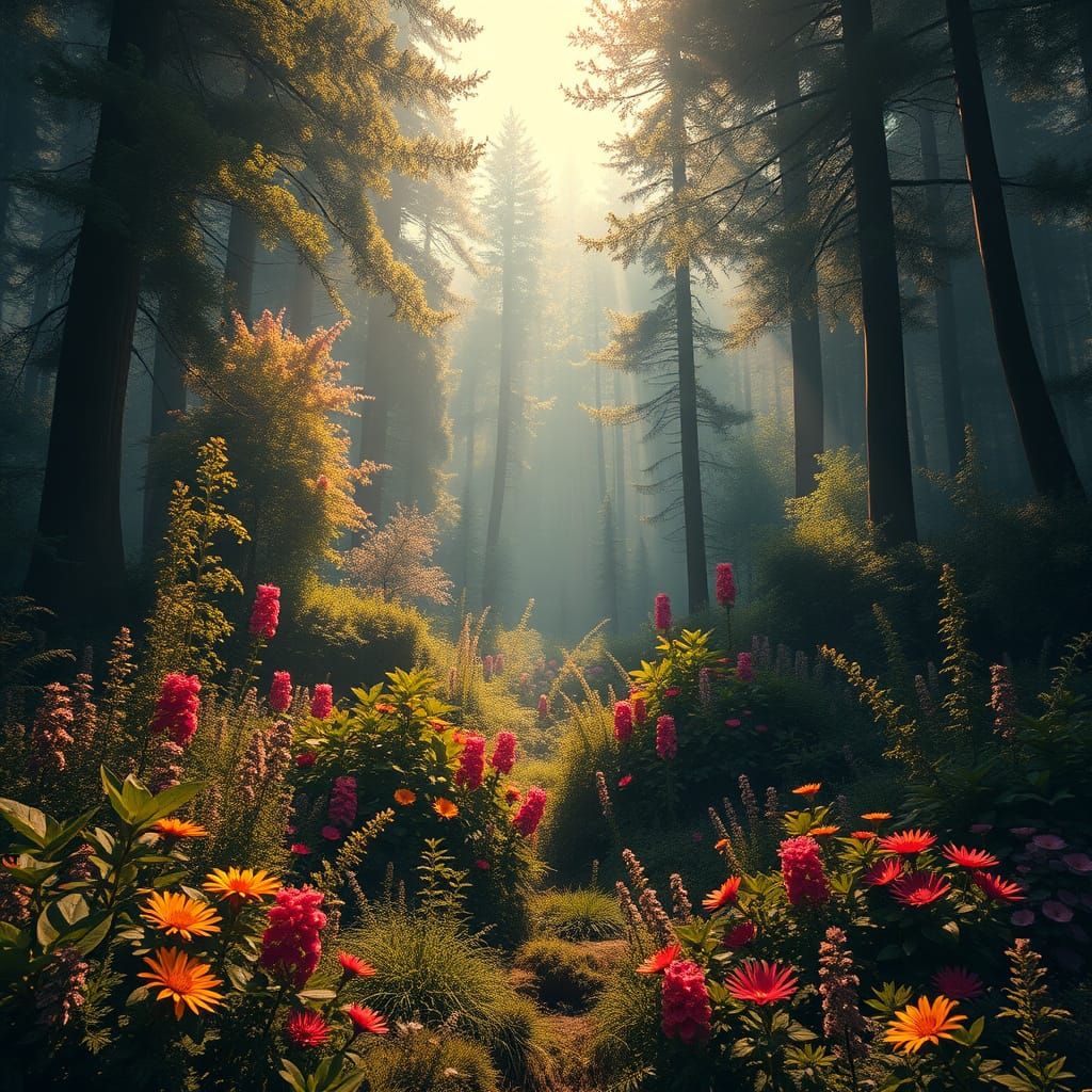 Surreal Forest Garden Basks in Golden Light