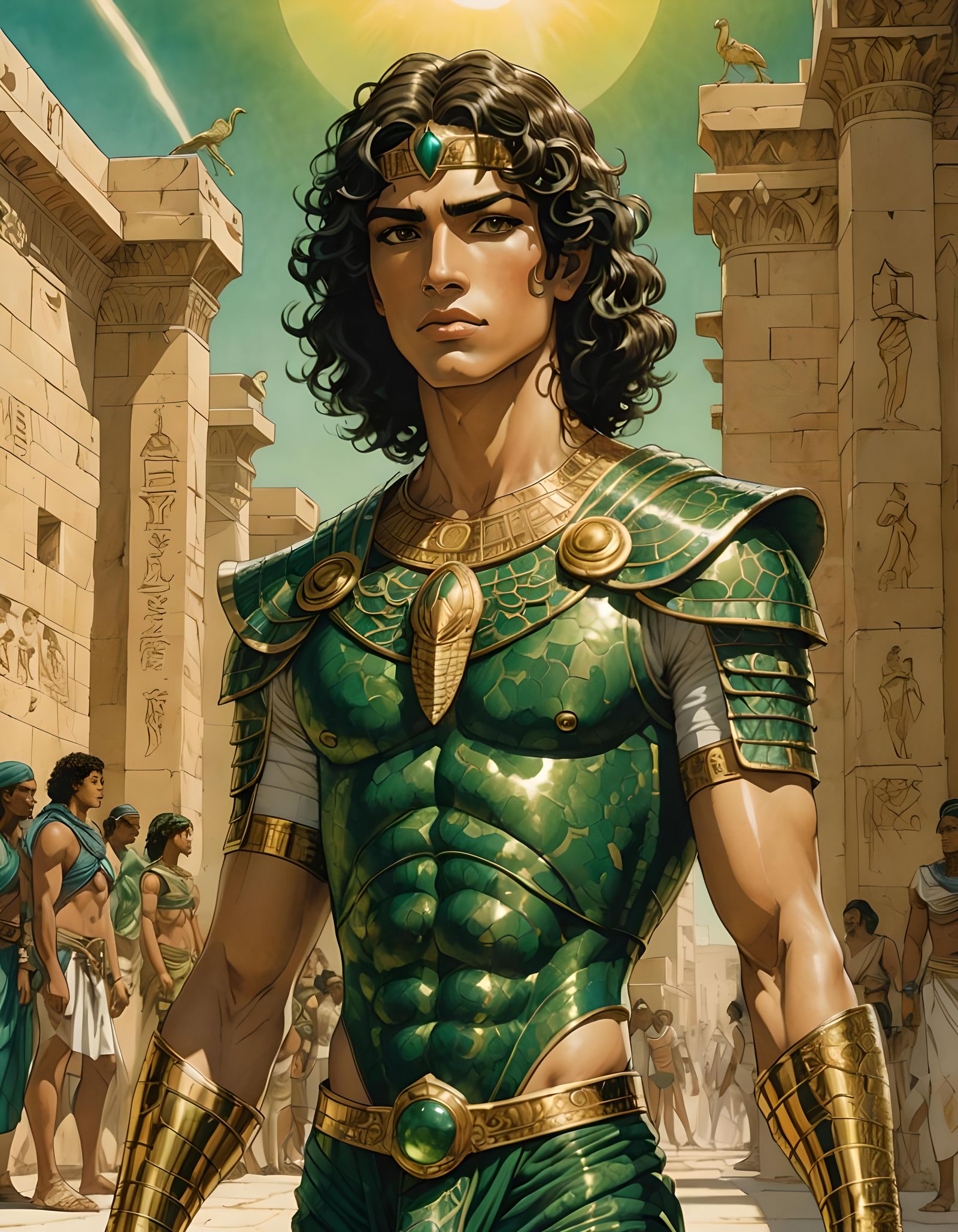 Egyptian Boy as Set in Milo Manara Style