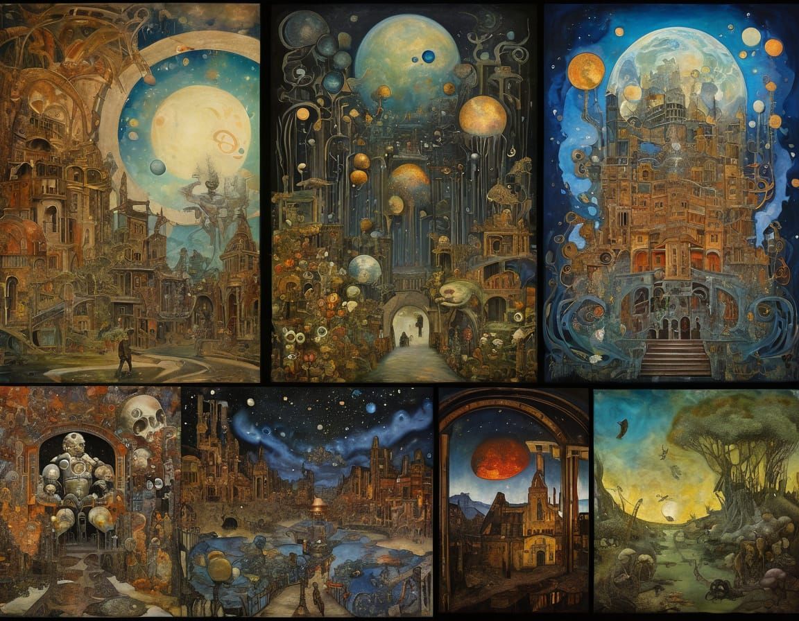 A MISH-MASH COLLAGE OF KLIMT-STYLE PAINTINGS