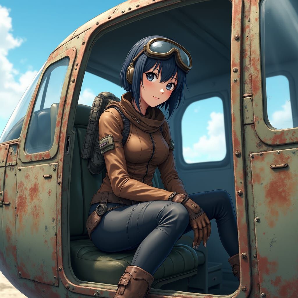 Anime Girl in Post-Apocalyptic Helicopter