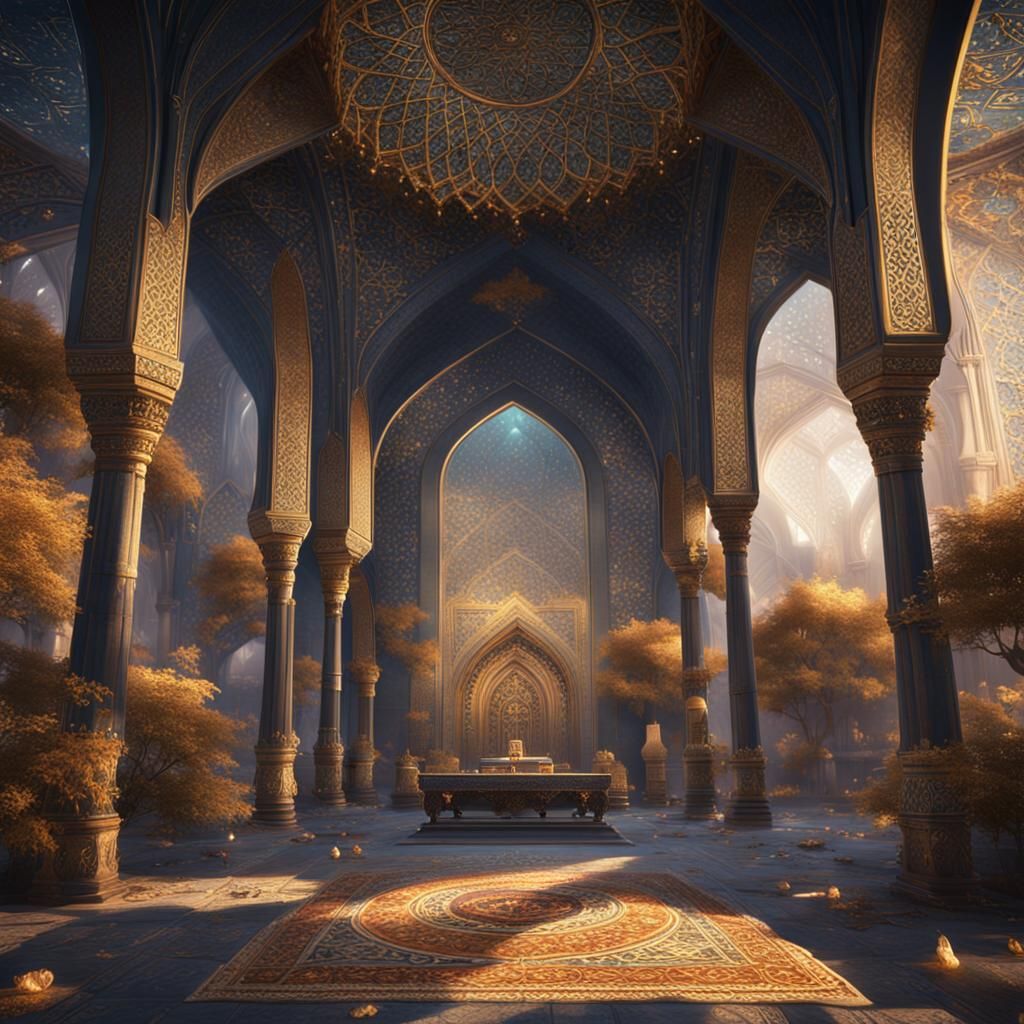 Detailed Matte Painting of the Quran in Deep Color