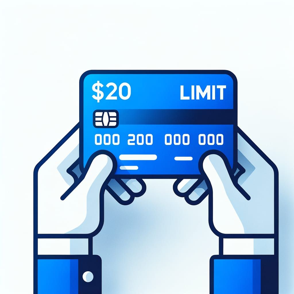 Blue Credit Card with $200 Limit Minimalist Design