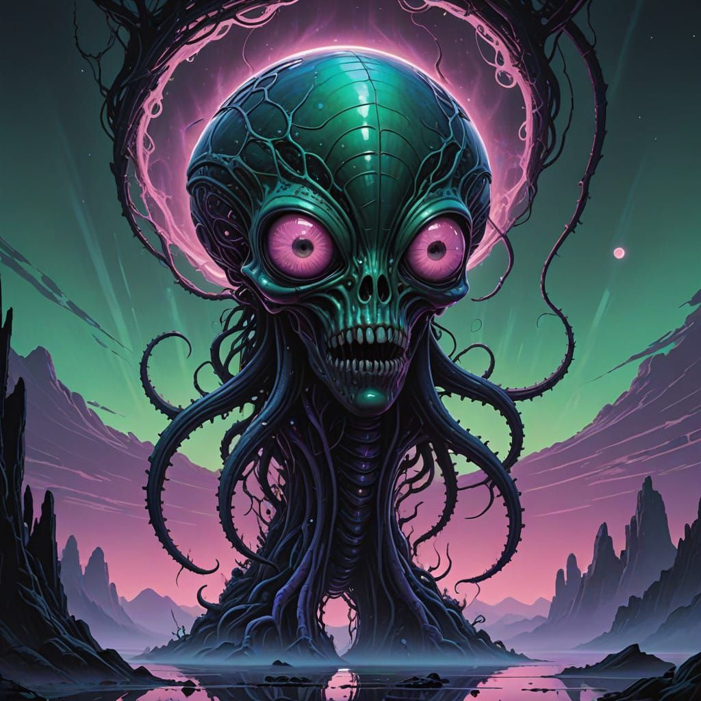 Ethereal Plant Alien in an Iridescent Dreamscape