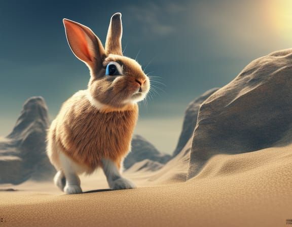 Rabbit Running on Sand: Fantasy Concept Art